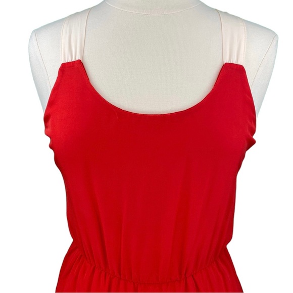 Lulu’s Red and Cream Mini Blouson Halter Dress - Picture 2 of 16